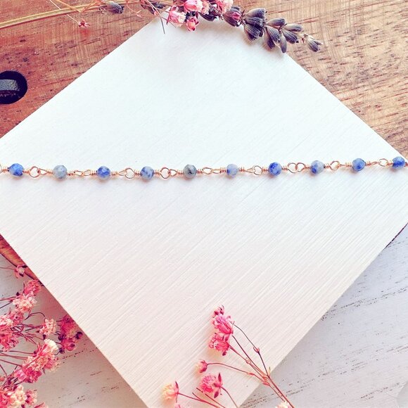 New Blue Spot Jasper Gold Bracelet | Handmade in British Columbia - Picture 2 of 6